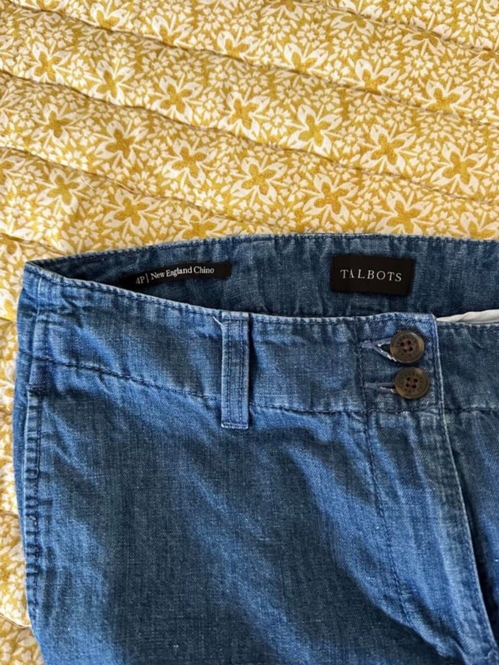 Talbots New England Chino Straight Leg Hemp Cotton Chambray Jean Size 4P